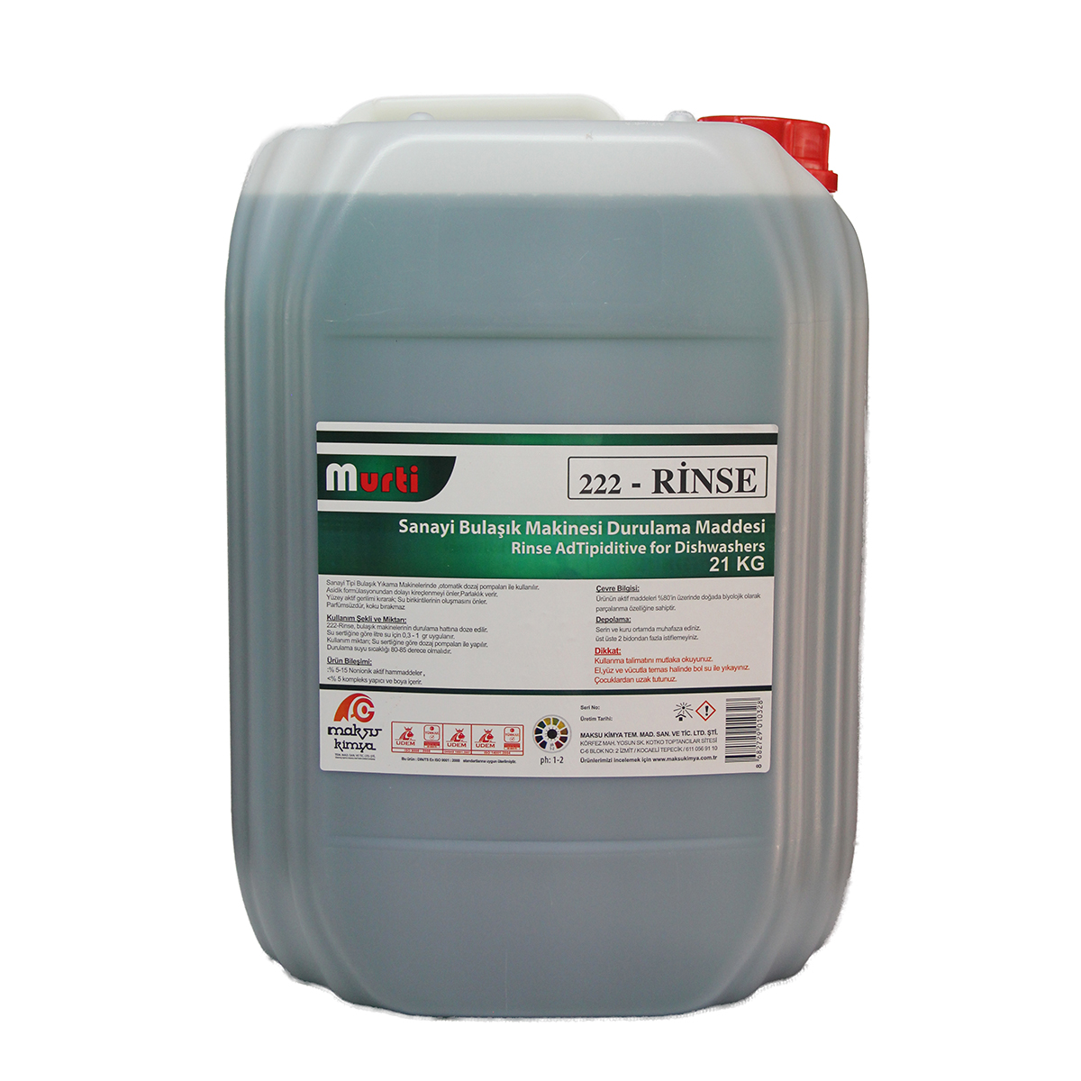 Murti Rinse 21 Kg Bulaşık Makinaları İçin Parlatıcı, Durulama Maddesi